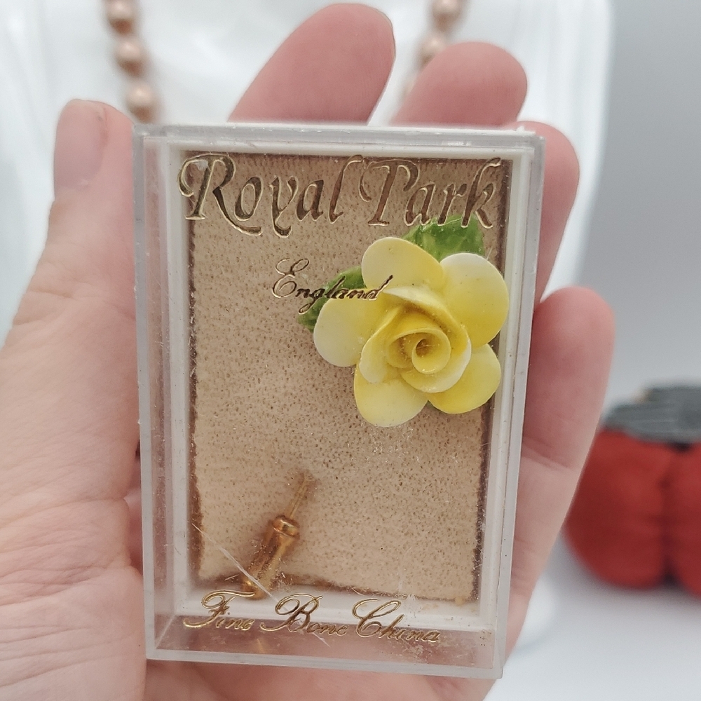 Royal Park Yellow Rose Stick Pin Vintage Fine Bone China B441